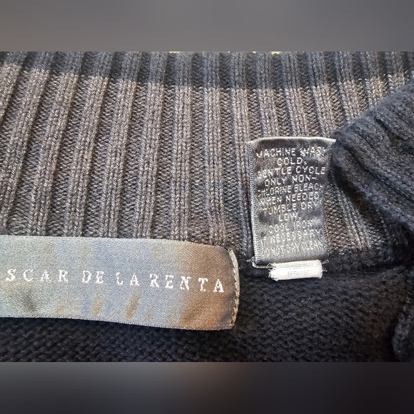 Oscar De La Renda Navy Blue Button Front Cardigan Sweater Large - Picture 6 of 11